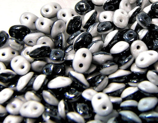 10 gr Superduo® 2,5x5mm Ag:0,8mm DUET BLACK/WHITE OPAQUE LUSTER -  - Crystaldreams Abalorios