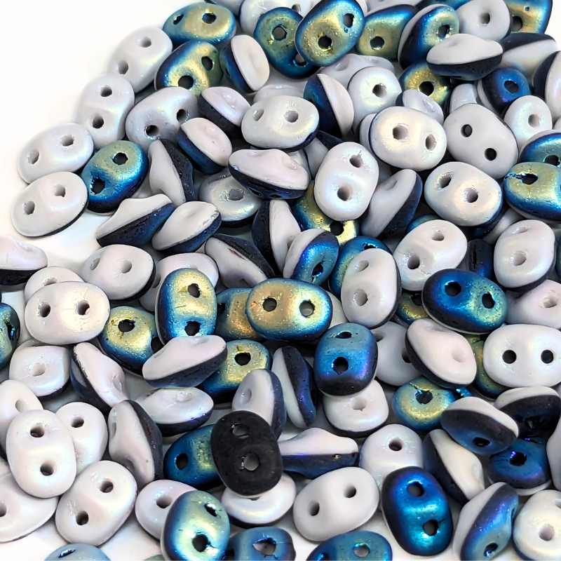 10 gr Superduo® 2,5x5mm Ag:0,8mm DUET JET AB/ WHITE FULL MATE -  - Crystaldreams Abalorios