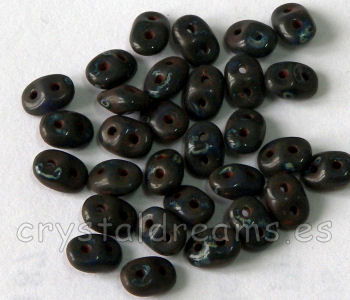 10 gr Superduo® 2,5x5mm Ag:0,8mm  OPAQUE DARK SAPPH TRAVERT -  - Crystaldreams Abalorios