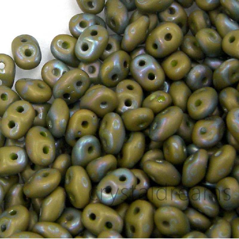 10 gr Superduo® 2,5x5mm Ag:0,8mm OPAQUE OLIVINE NEBULA MATE -  - Crystaldreams Abalorios