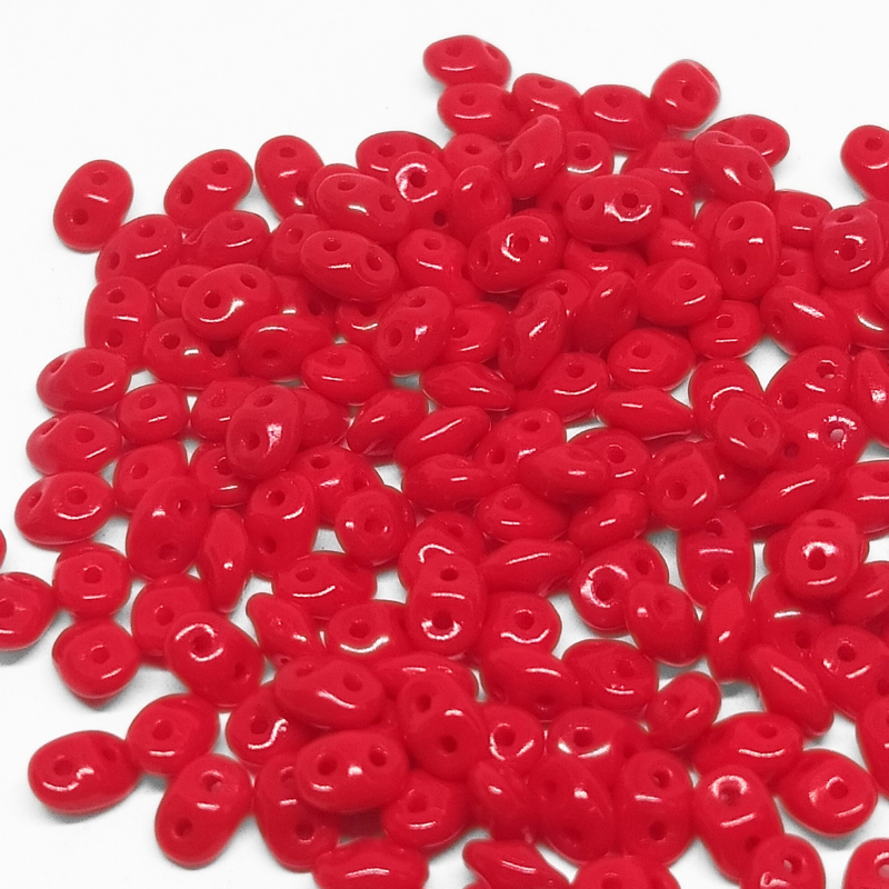 10 gramos Superduo® 2,5 x 5mm - Agujeros:0,8mm OPAQUE CORAL RED -  - Crystaldreams Abalorios