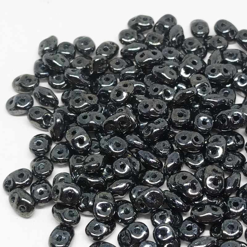 10 gramos Superduo® 2,5 x 5mm Agujeros:0,8mm Color JET HEMATITE -  - Crystaldreams Abalorios