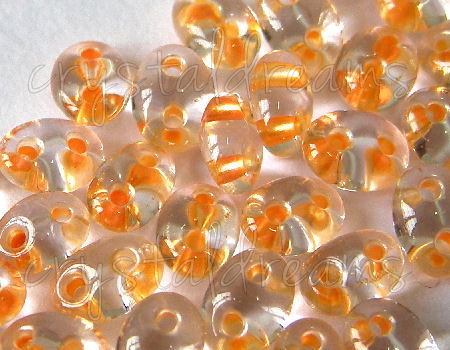 10gr.Twin Beads - 2,5x5mm - Crystal Orange Lined -  - Crystaldreams Abalorios