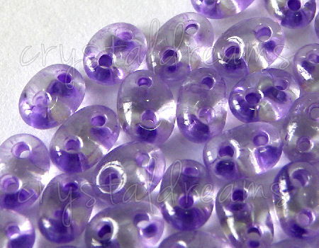 10gr.Twin Beads - 2,5x5mm - Crystal Purple Lined -  - Crystaldreams Abalorios