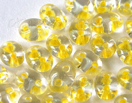 10gr.Twin Beads - 2,5x5mm - Crystal Yellow Lined -  - Crystaldreams Abalorios