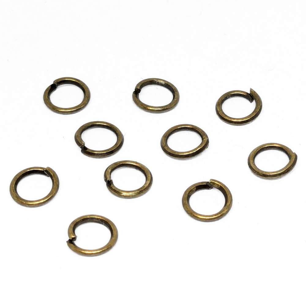 10x Anilla redonda 5mm - 0,7mm espesor - color Antique Bronze -  