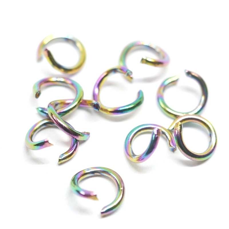 10x Anilla redondas 5x0,8mm espesor Acero Inoxidable Multicolor -  - Crystaldreams Abalorios