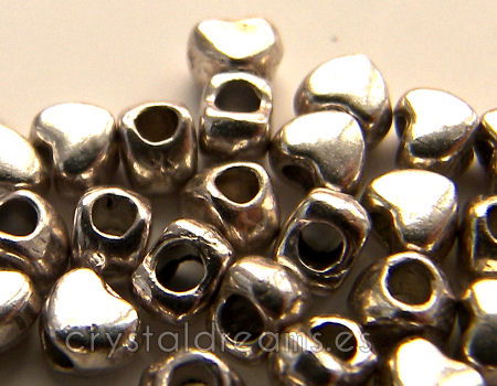 10x Cuenta de metal - mod. Heart - 4x3,5mm- Agujero: 1,5mm -  - Crystaldreams Abalorios