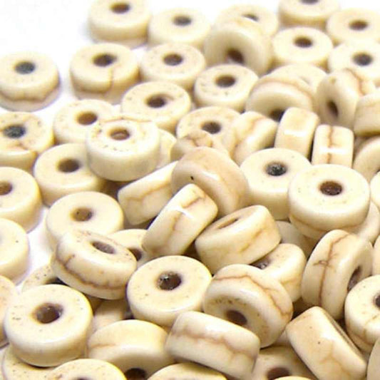 10x Cuentas Heishi Turquesa sintetica Beige 6mm, Espesor: 3mm -  - Crystaldreams Abalorios