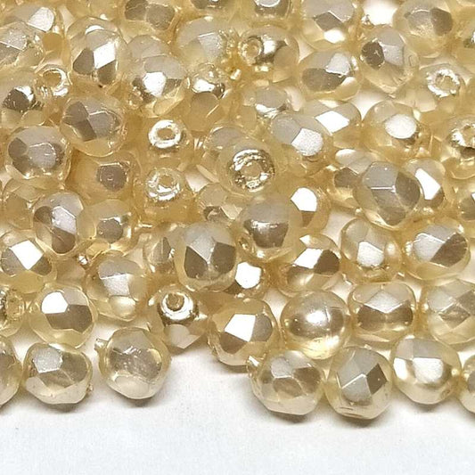 10x Facetadas 4mm CREMA NACAR -  - Crystaldreams Abalorios