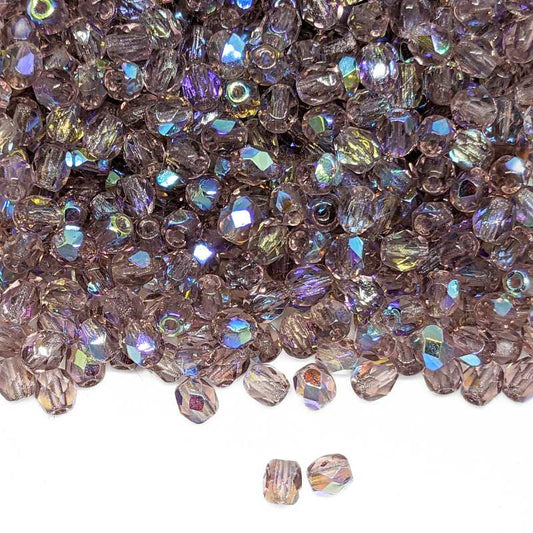 10x Facetadas 4mm LIGHT AMETHYST AB -  - Crystaldreams Abalorios