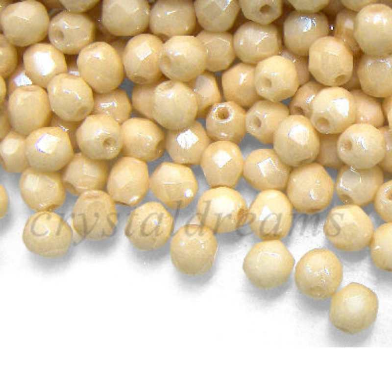 10x Facetadas 4mm LUSTER OPAQUE BEIGE -  - Crystaldreams Abalorios