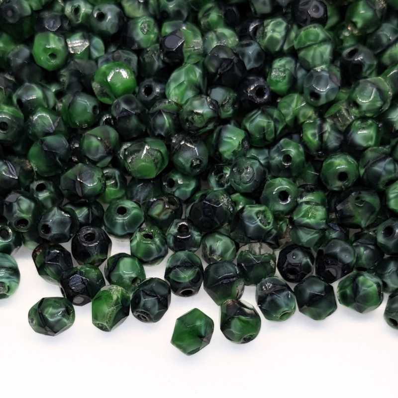 10x Facetadas 4mm STRIATED MINT BLACK -  - Crystaldreams Abalorios