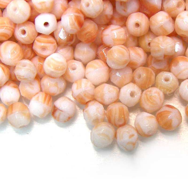 10x Facetadas 4mm STRIATED ORANGE CLOUDS -  - Crystaldreams Abalorios
