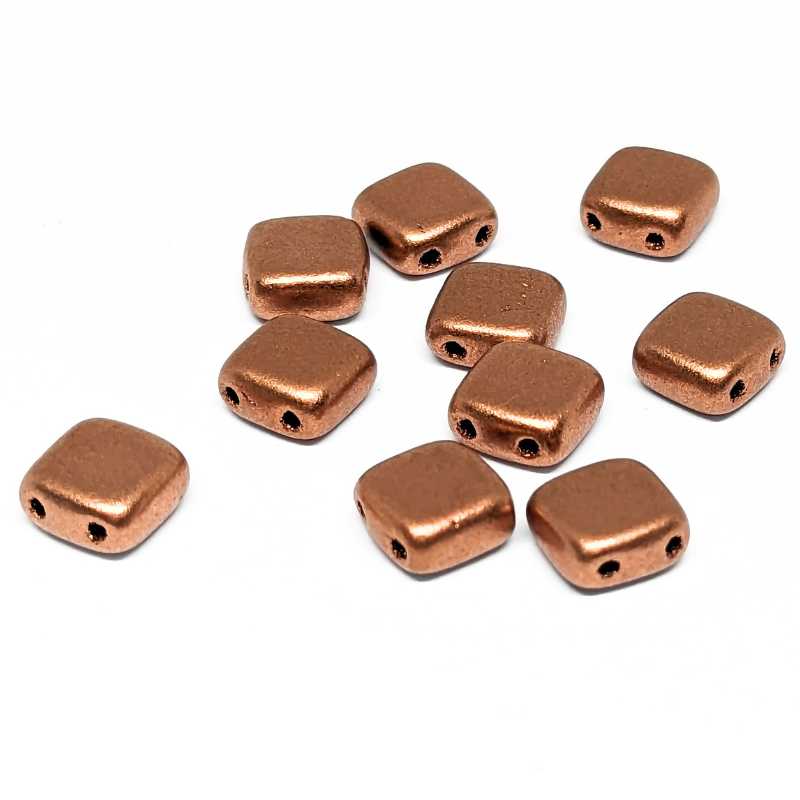 10x Tila Checa 6x6mm - Agujero 0,8mm - Copper Gold Mate -  - Crystaldreams Abalorios