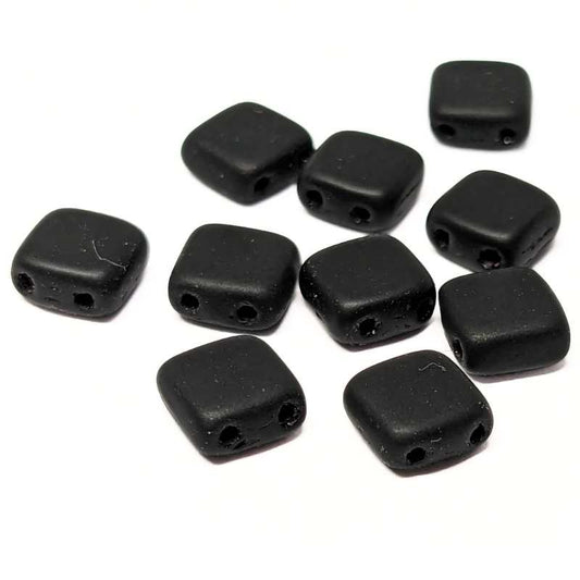 10x Tila Checa 6x6mm - Agujero 0,8mm - Jet Matte -  - Crystaldreams Abalorios