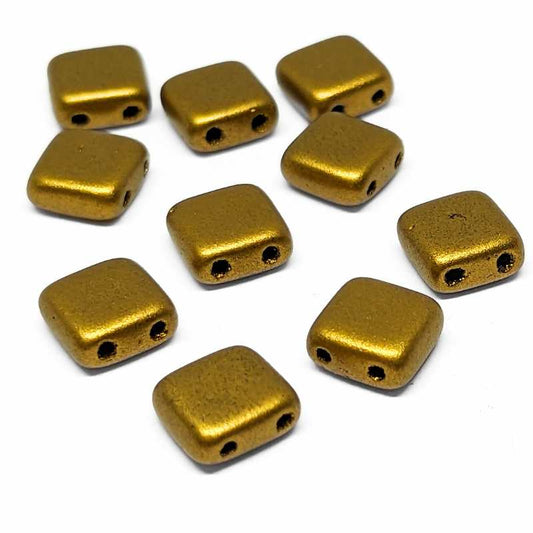 10x Tila Checa 6x6mm - Agujero 0,8mm - Matte Bronze -  - Crystaldreams Abalorios