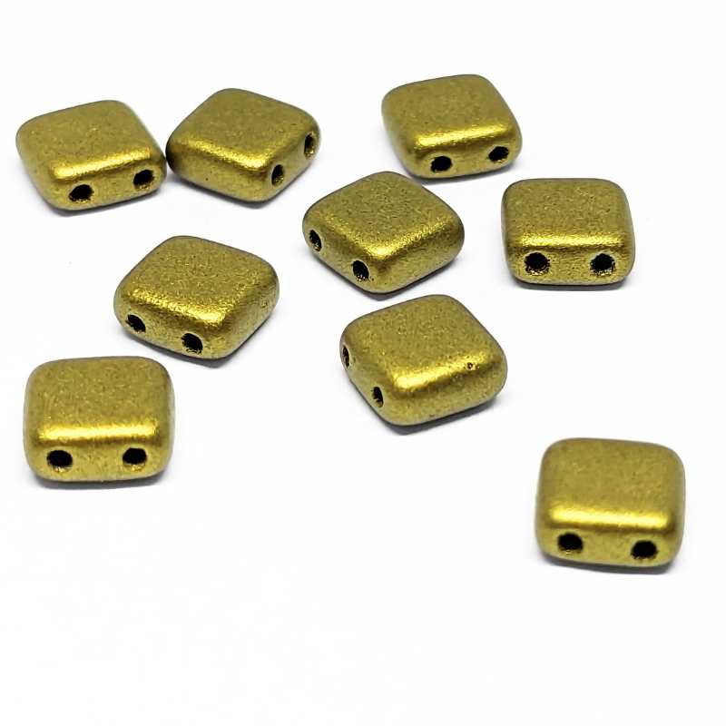 10x Tila Checa 6x6mm - Agujero 0,8mm - Metallic Aztec Gold -  - Crystaldreams Abalorios