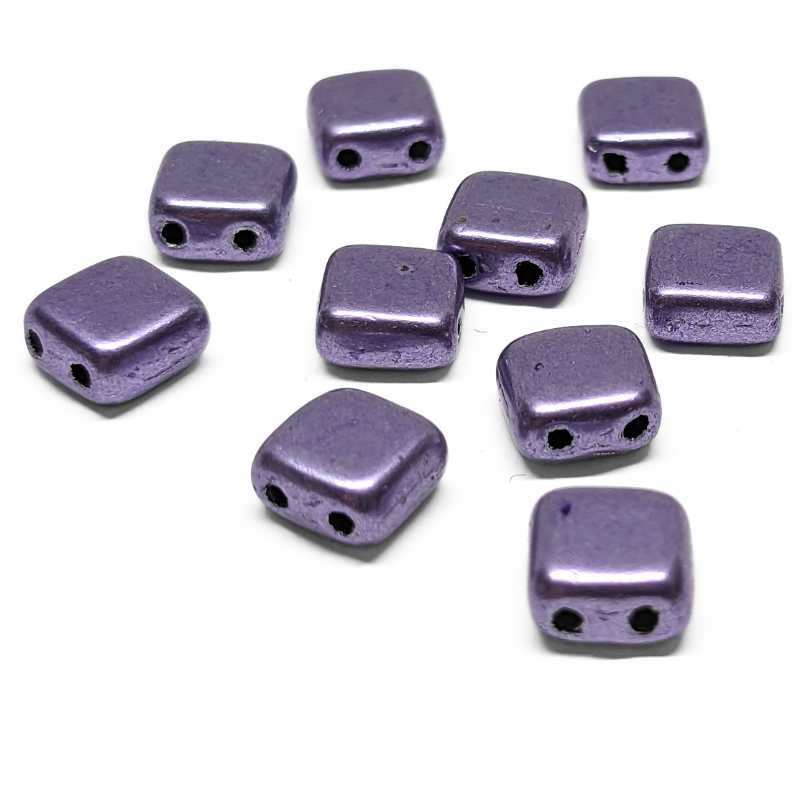 10x Tila Checa 6x6mm - Agujero 0,8mm - Metallic Crocus Petal -  - Crystaldreams Abalorios