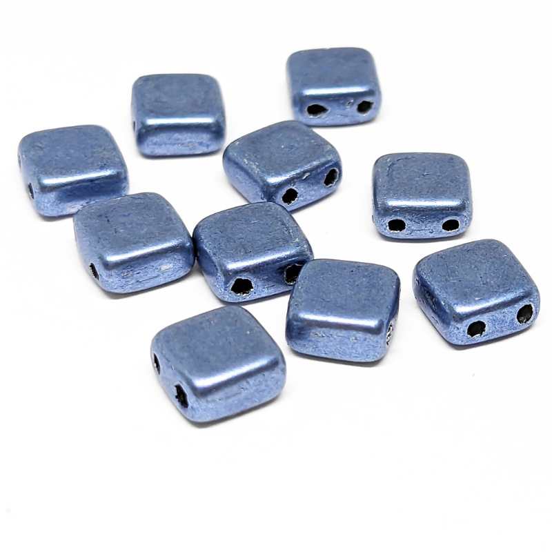 10x Tila Checa 6x6mm - Agujero 0,8mm - Metallic Neutral Gray -  - Crystaldreams Abalorios