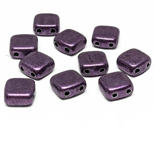 10x Tila Checa 6x6mm - Agujero 0,8mm - Metallic Tawny Port -  - Crystaldreams Abalorios