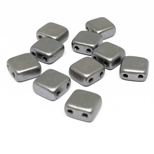 10x Tila Checa 6x6mm - Agujero 0,8mm - Pastel Silver -  - Crystaldreams Abalorios