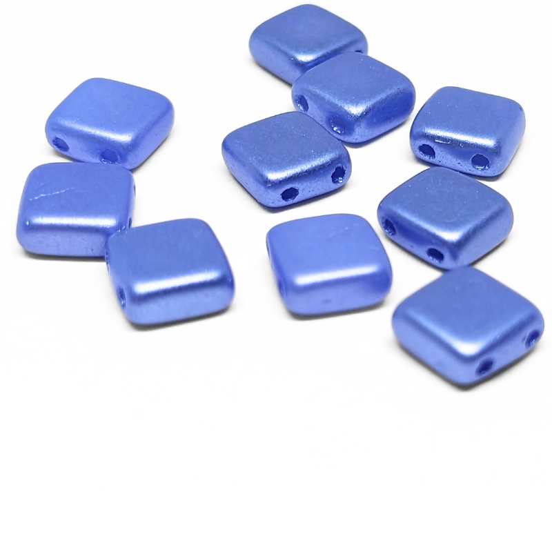 10x Tila Checa 6x6mm - Agujero 0,8mm - Pearl Coat Baby Blue -  - Crystaldreams Abalorios