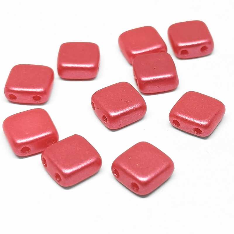 10x Tila Checa 6x6mm - Agujero 0,8mm - Pearl Shine Rose -  - Crystaldreams Abalorios