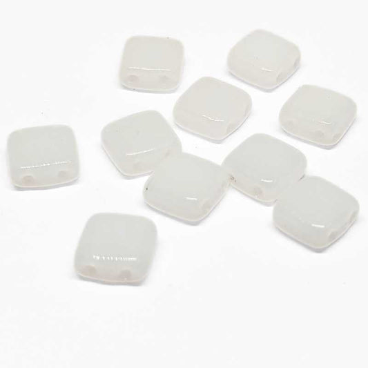 10x Tila Checa 6x6mm - Agujero 0,8mm - White Alabaster -  - Crystaldreams Abalorios