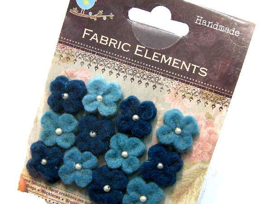 12 Flores de Fieltro de 20mm - Blue Mix -  - Crystaldreams Abalorios