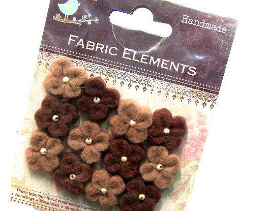 12 Flores de Fieltro de 20mm - Brown Mix -  - Crystaldreams Abalorios