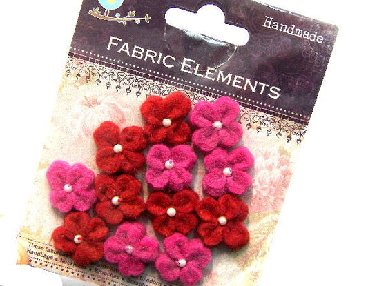 12 Flores de Fieltro de 20mm - Pink/Red -  - Crystaldreams Abalorios