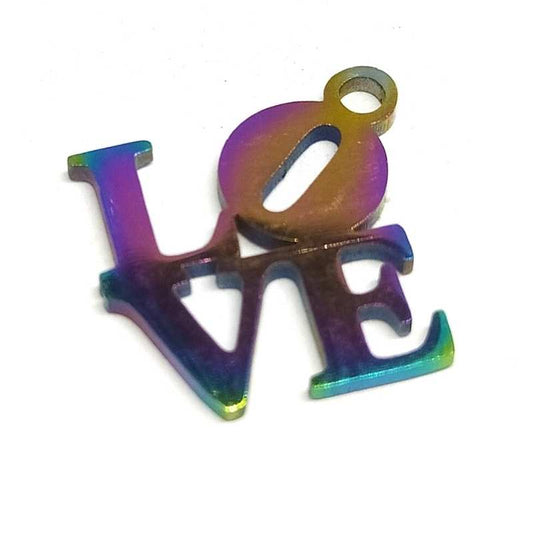 1x Colgante "3D Love" Acero inoxidable multicolor 201 16x16mm -  - Crystaldreams Abalorios