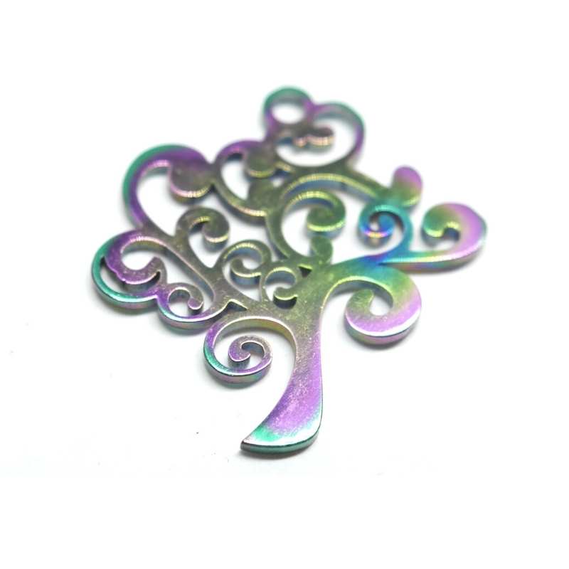 1x Colgante "Life Tree" Acero inoxidable multicolor 201 20x20mm -  - Crystaldreams Abalorios