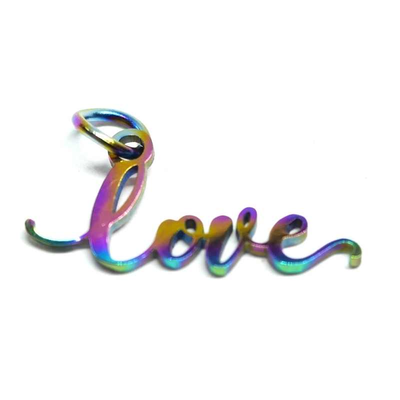1x Colgante "Love" Acero inoxidable multicolor 201 8x18mm -  - Crystaldreams Abalorios