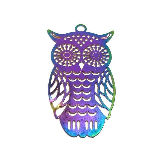 1x Colgante Owl Acero inoxidable multicolor 201 36mm -  - Crystaldreams Abalorios