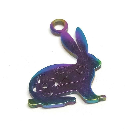 1x Colgante "Rabbit" Acero inoxidable multicolor 201 16x12mm -  - Crystaldreams Abalorios