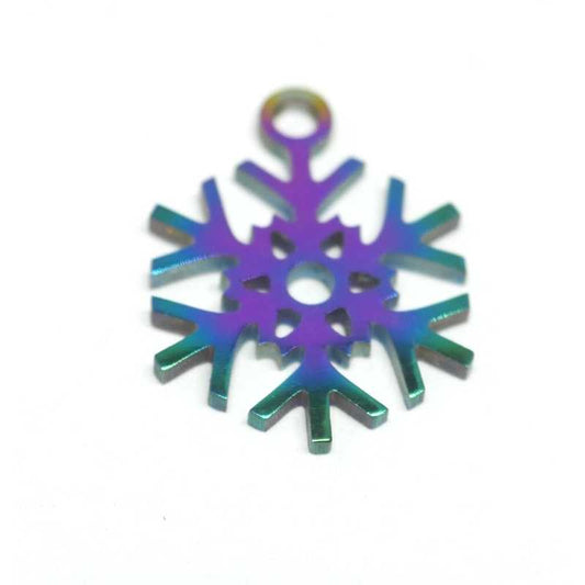 1x Colgante "Snowflake" Acero inoxidable multicolor 201 15x11mm -  - Crystaldreams Abalorios