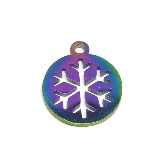 1x Colgante "Snowflake" inoxidable multicolor 201 14x12mm -  - Crystaldreams Abalorios