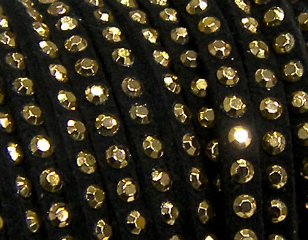 20 cm. Cordon de Antelina con Rivet 3mm color Black-Golden -  - Crystaldreams Abalorios