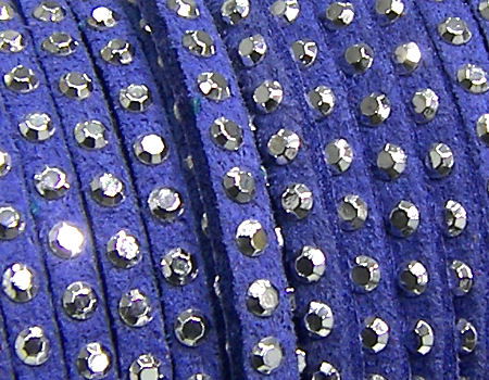 20 cm. Cordon de Antelina con Rivet 3mm color Blue-Silver -  - Crystaldreams Abalorios