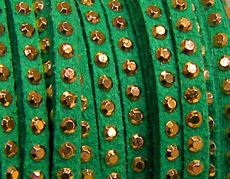 20 cm. Cordon de Antelina con Rivet 3mm color Green-Golden -  - Crystaldreams Abalorios