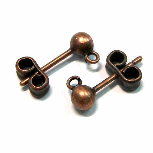 2 X PENDIENTE BOLA Copper 4mm +TRASERA  Agujero: 1,2mm Dormilona -  - Crystaldreams Abalorios