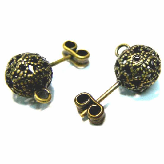 2 X PENDIENTE a Enchufe Bronce 9mm + TRASERA  Agujero: 1,2mm -  - Crystaldreams Abalorios