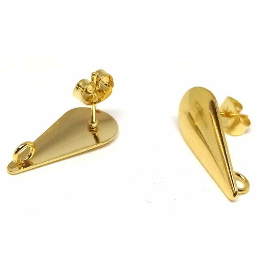 2 x Pendientes Acero Inoxidable Dorado a Gota 20x9mm -  - Crystaldreams Abalorios