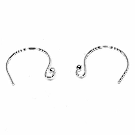 2x Gancho pendientes plata de ley 925 "Bolita" Round - 13x11mm -  - Crystaldreams Abalorios