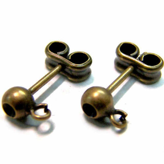 2x PENDIENTE BOLA Bronce 4mm TRASERA  para PP14/15 -  - Crystaldreams Abalorios