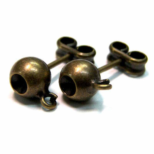 2x PENDIENTE BOLA Bronce 6mm TRASERA - para PP23/24 -  - Crystaldreams Abalorios