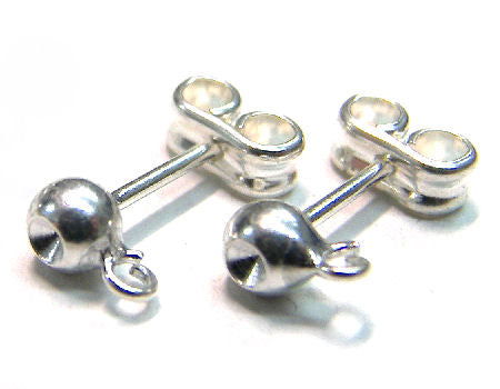 2x PENDIENTE BOLA Silver 4mm TRASERA  Anilla:1,2mm para PP14/15 -  - Crystaldreams Abalorios