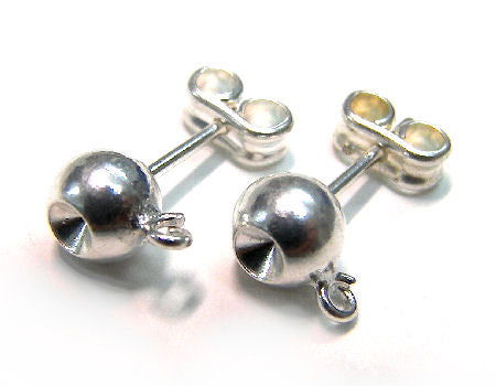 2x PENDIENTE BOLA Silver 6mm TRASERA  Anilla:1,2mm para PP23/24 -  - Crystaldreams Abalorios